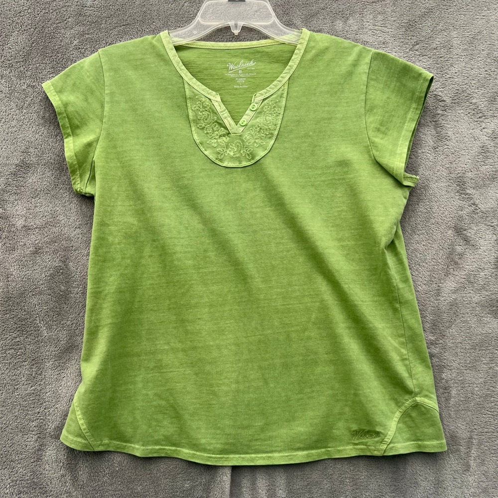 Woolrich T Shirt Womens‎ L Petite Embroidered Cotton Casual Classic